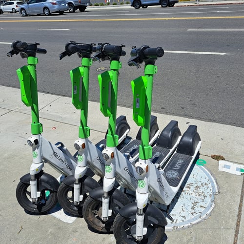 Picture of Lime Scooters being deployed