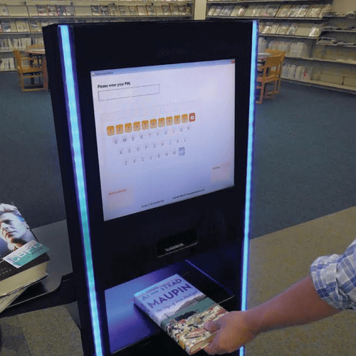 Picture of Library Self-Checkout Machines  being deployed